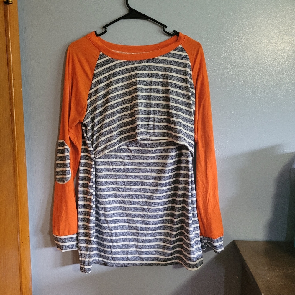 Striped Long Sleeved Nursing Top